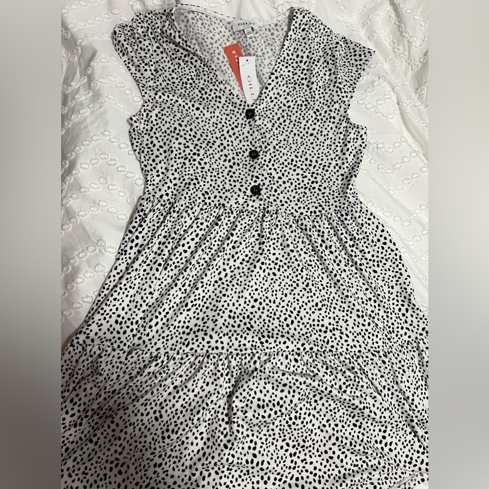 Gilli Midi Dress White with Black Animal Print